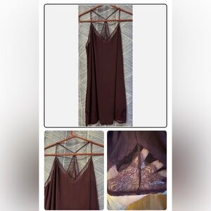 Victoria's Secret Dark Brown Chemise with Sheer Lace